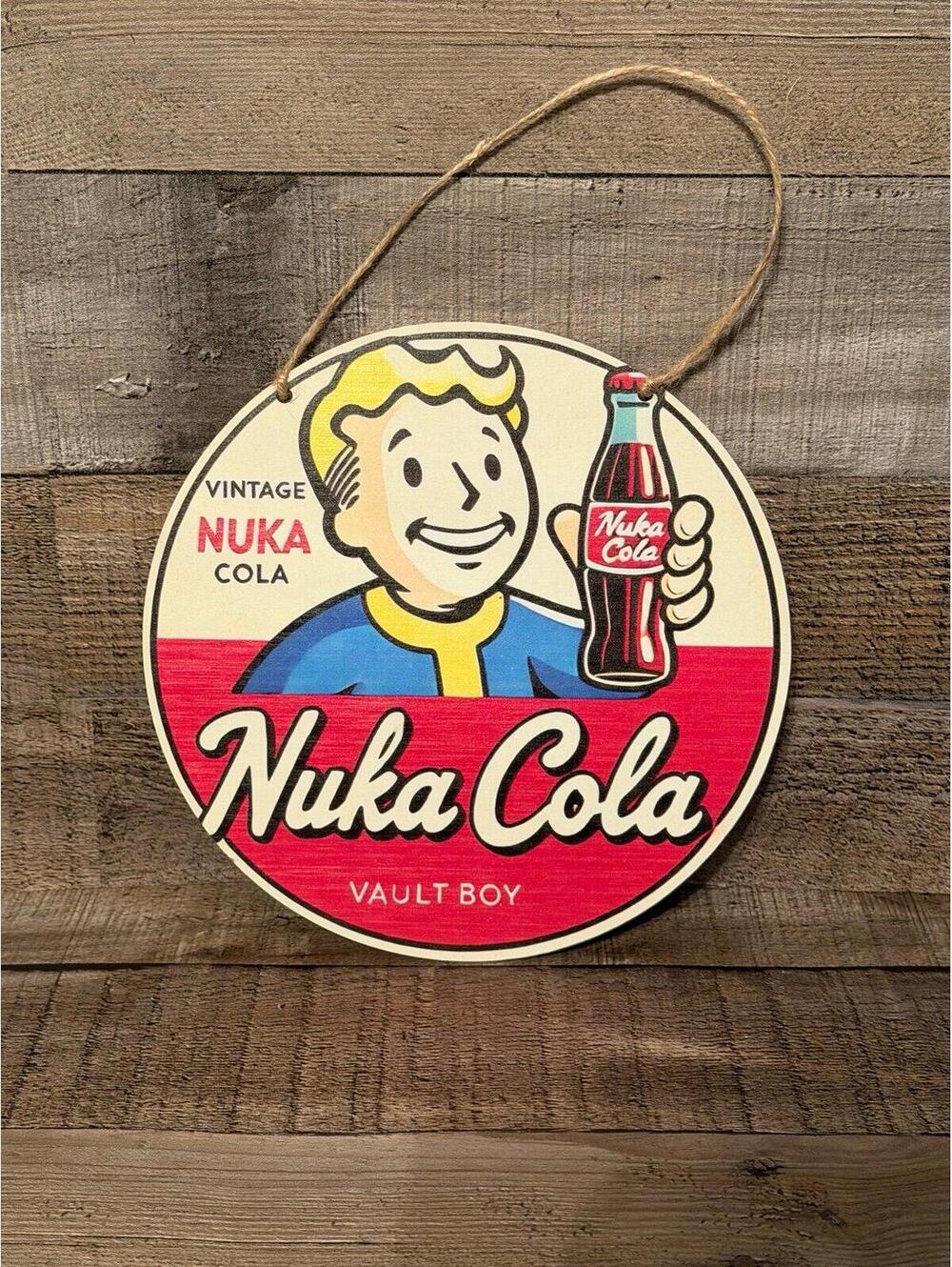 Fallout Nuka Cola around Wooden sign.